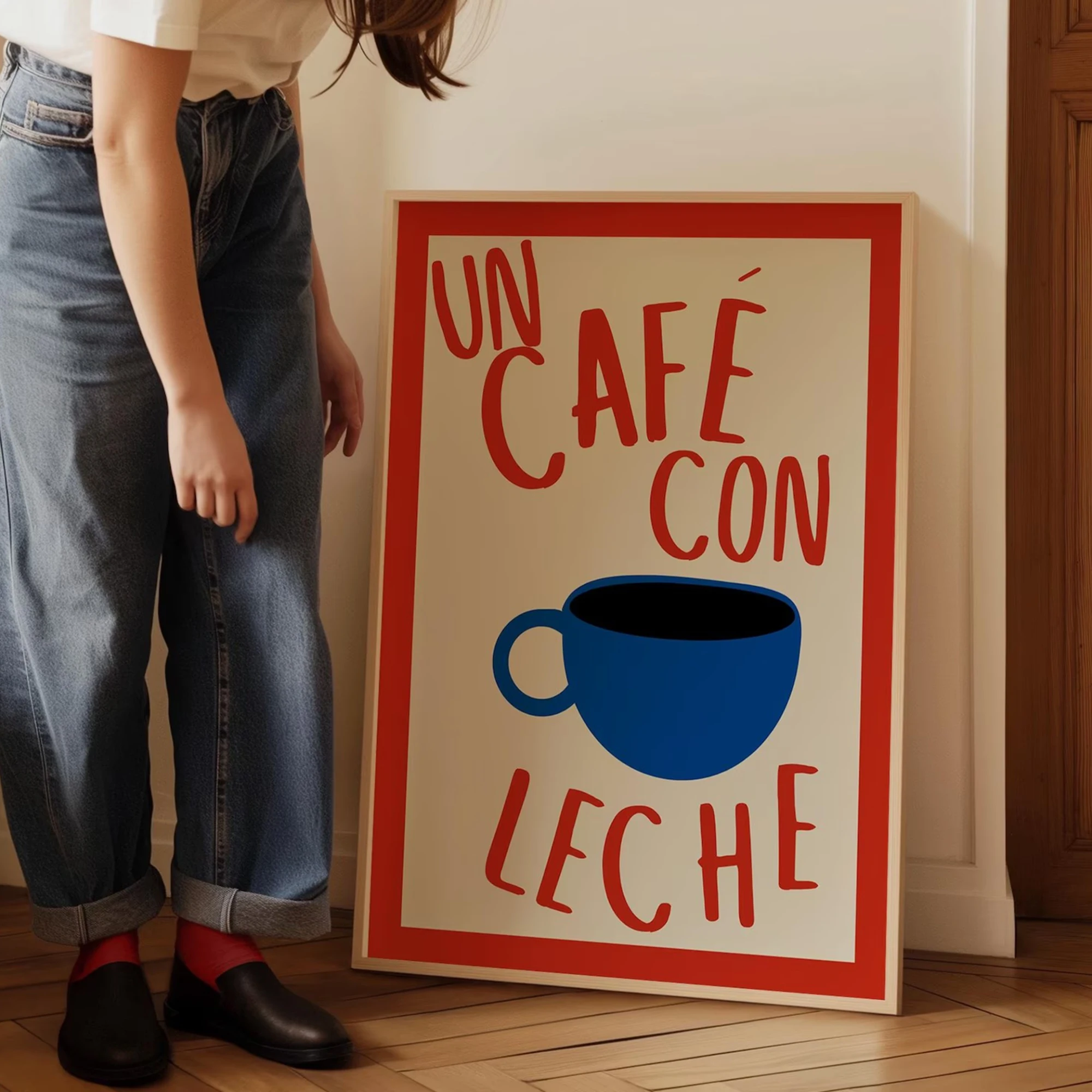 Cafe Con Leche, spanische Küche, Kaffeeliebhaber, Wandkunst, Druck, Leinwand, Gemälde, Poster, Bild für Wohnzimmer, Schlafzimmer, Heimdekoration