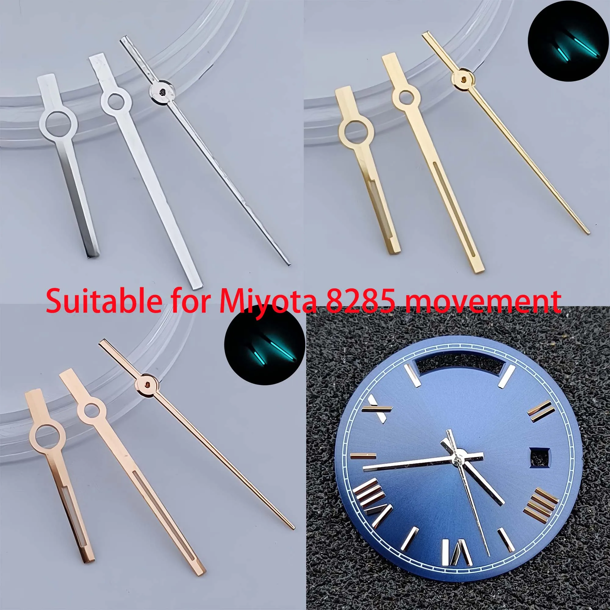 Hochwertige Uhrzeiger Passend für Miyota 8285/8215 Uhrwerk Blau-Grün Leuchtende Ersatzzeiger Zubehör Image