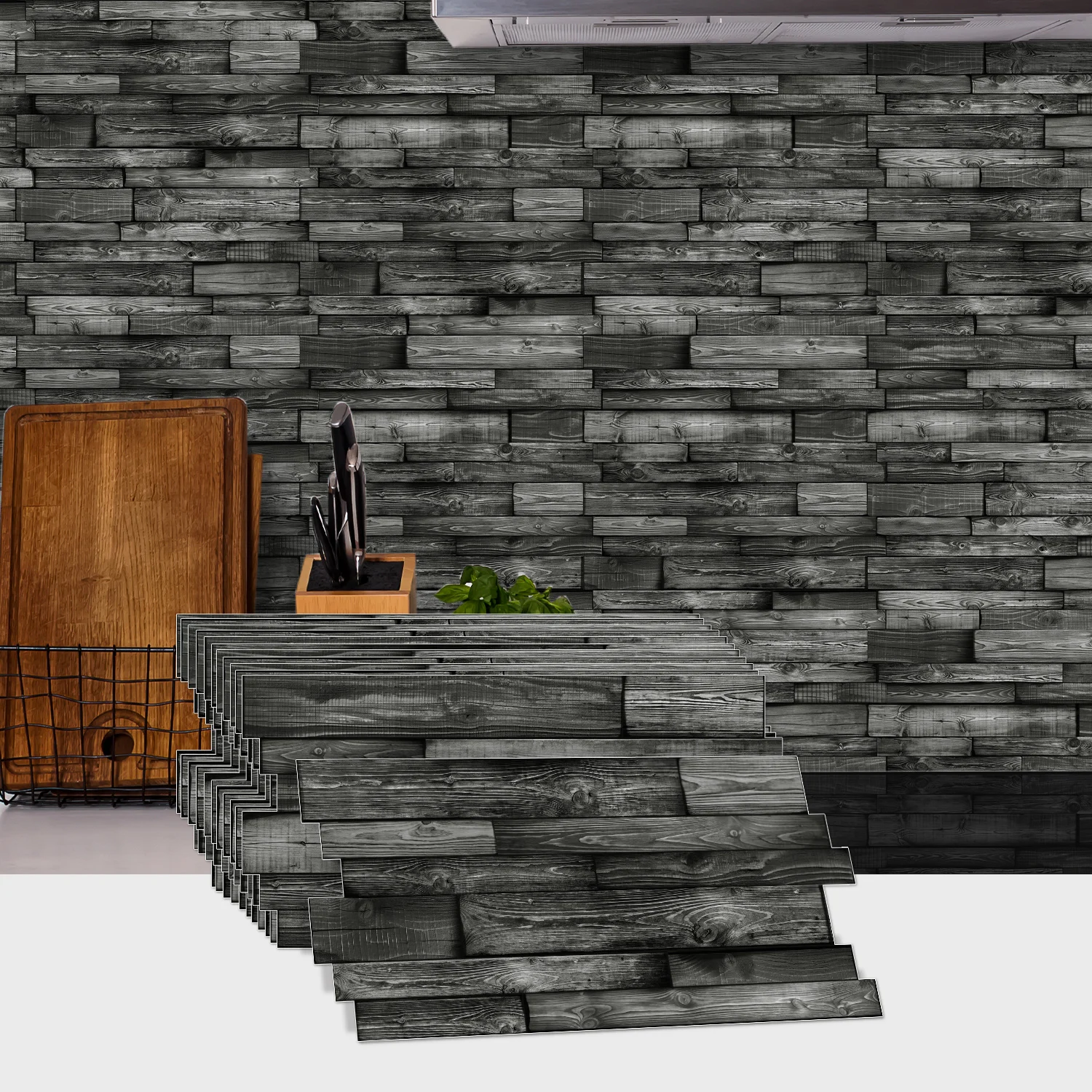 Vintage Holzmaserung Aufkleber, Selbstklebende 4,72x9,68 Zoll Fliesen, Hautfreundliche Vinyl-Fliesen, Küchenrückwand, Kaminverkleidung