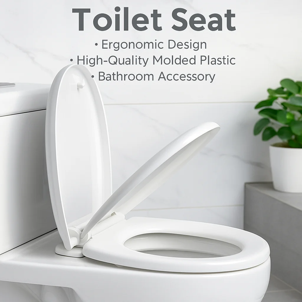 Toilettensitz. Weiß lackierter Toilettensitz und Deckel – Komfort-Konturdesign, einfache Montage, modernes Design