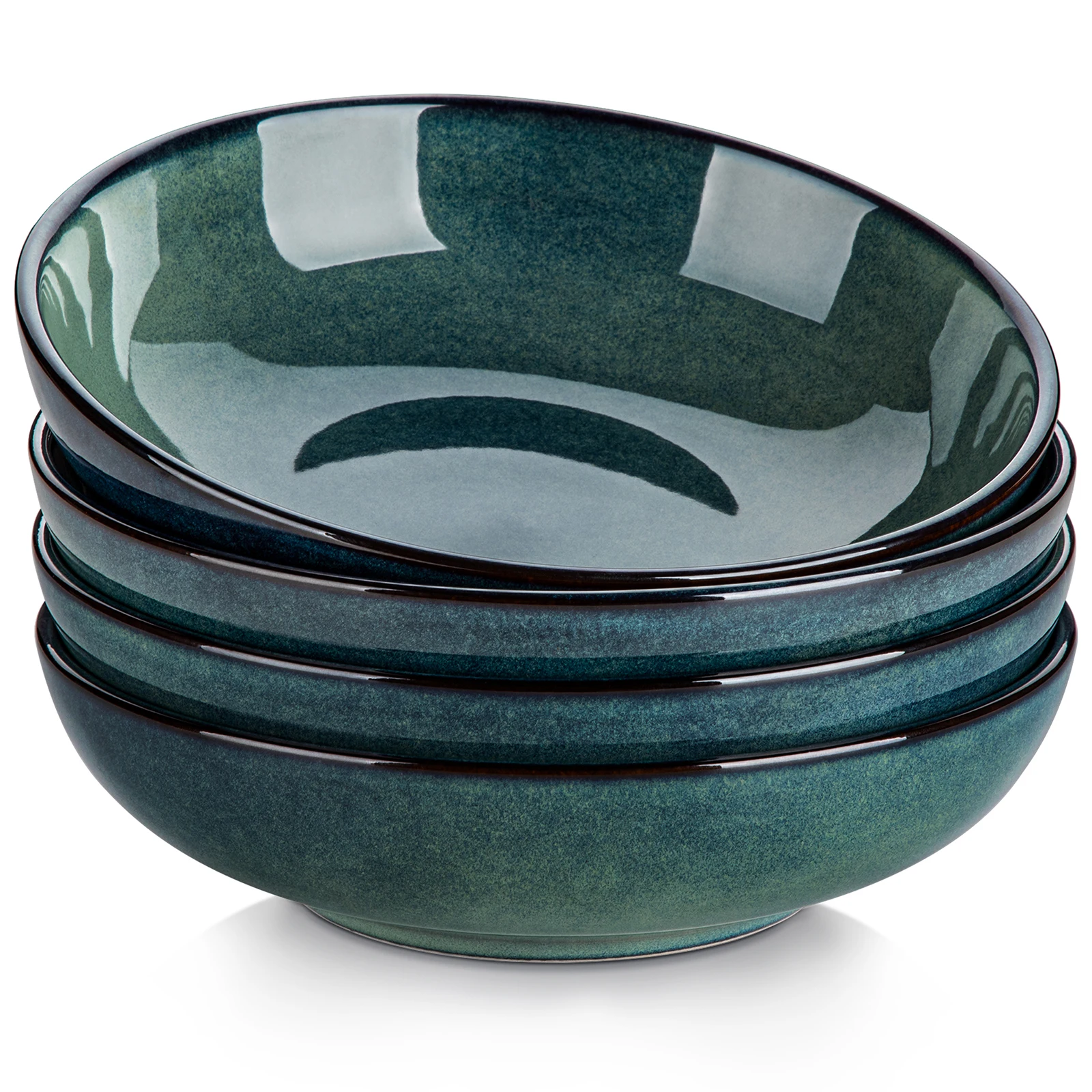 vancasso 4/8-teiliges Set Große Suppenteller 38 Unzen Steinzeug-Salatschüsseln mit Reaktivglasur in Grün und Blau für Obst/Salat/Nudeln Image