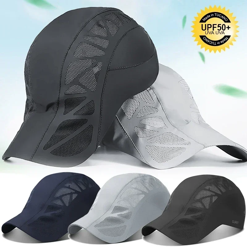 Sommer-Sporthüte für Herren: Atmungsaktive Mesh-Schnelltrocknende Visor-Kappen, Outdoor-Gorro, Boina, Golf-Hut, Modische Einfarbige Flatcap Image