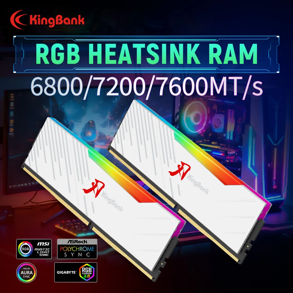 KINGBANK SOARBLADE KRRW Serie DDR5 RGB Speicherkit 32GB (16GBx2) 6800 7200 7600 MHz Hochfrequenz mit Hynix A Die Image