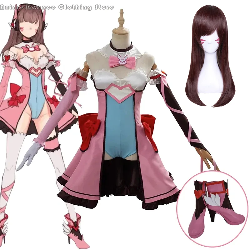 Overwatch OW DVA Cosplay Kostüme Rollenspiel Uniform Und Perücke Schuhe Halloween Karneval Party Für Mann Frauen Mädchen