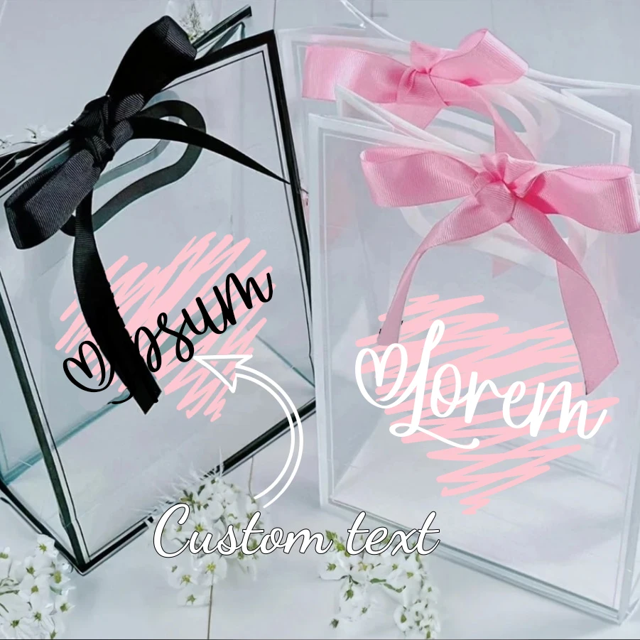1 Stück personalisierte transparente Geschenktüte mit Schriftzug, geeignet für Brautjungfern, Trauzeugen, Junggesellenabschied, Hochzeit, Geburtstag, personalisierte Geschenktüte Image