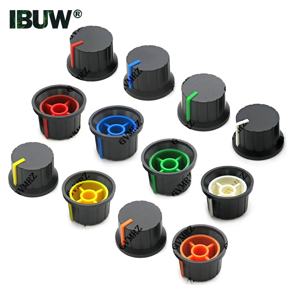 10 Stück 24*15mm Potentiometer-Drehknöpfe Blumenachsen-Lautstärkeregler Rot Gelb Weiß Image