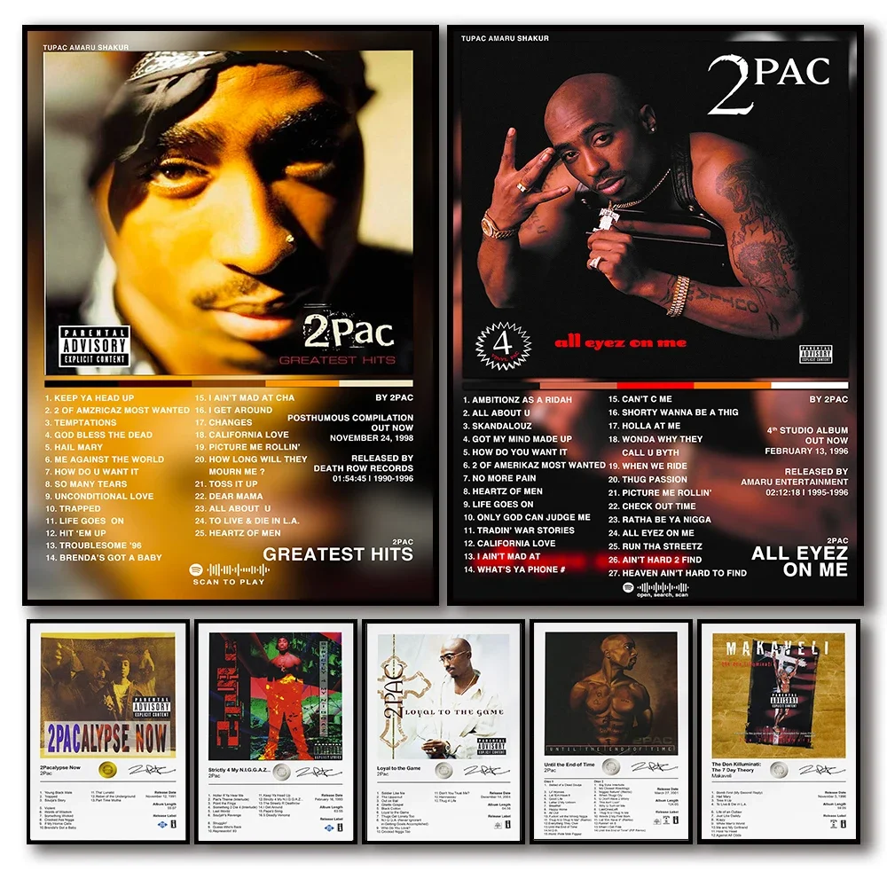 2Pac Musik Album Cover Ästhetische Bilder Pop Hip Hop Rapper Tupac Poster Für Zimmer Moderne Leinwand Malerei Kunst Wand Home Deco