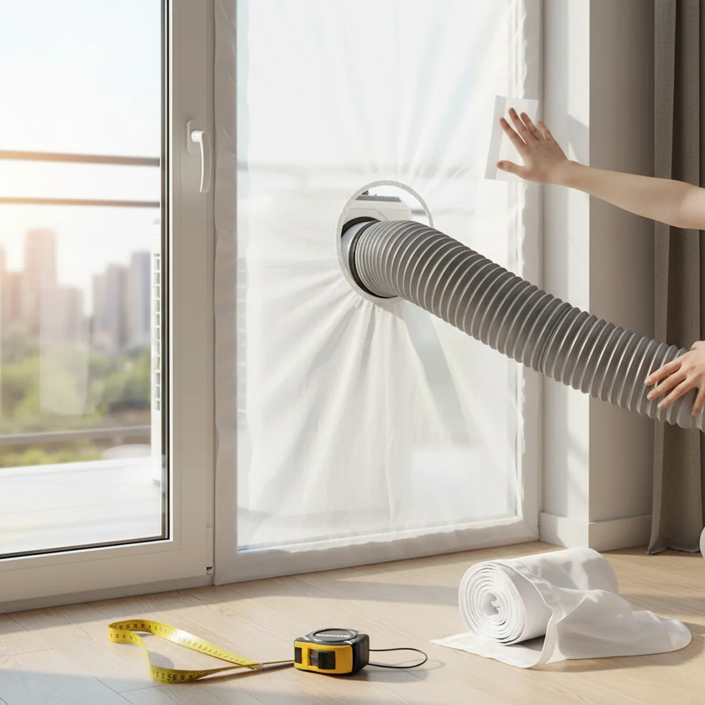 Schiebetür-Fensterdichtungsset für tragbare Klimaanlagen und Wäschetrockner. Hochwertiges PVC-Material. Einfache Installation Image