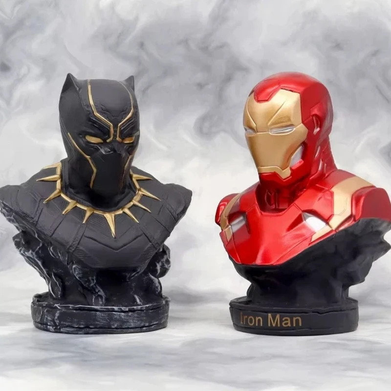 16cm Iron Man Panther Büste Anime-Figur Statue Marvel Avengers Große Figur Wohnzimmer-Dekoration Harz-Sammlerstück Geschenke Spielzeug