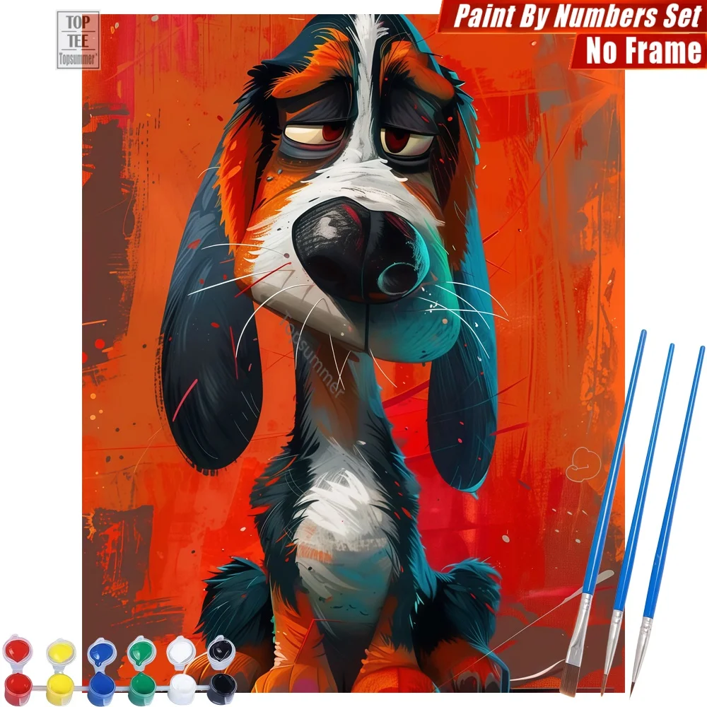 Graffiti-Malerei-Set mit verärgertem Hund – Digitaler Ölfarbensatz – Trauriger, emotionaler Hund – Heim- und Schlafzimmerdekoration – Vatertagsgeschenk für Papa