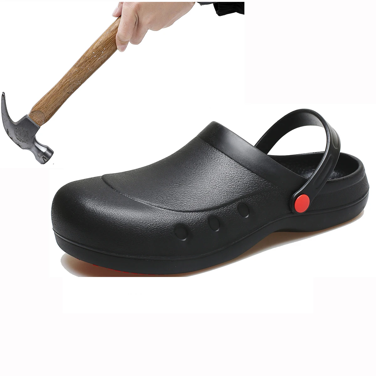 Stahlkappe Sicherheit Arbeitsschuhe Küche Restaurant Kochschuhe Industriearbeit Rutschfeste wasserdichte Gummisandalen Große Größe 3XL 4XL Image
