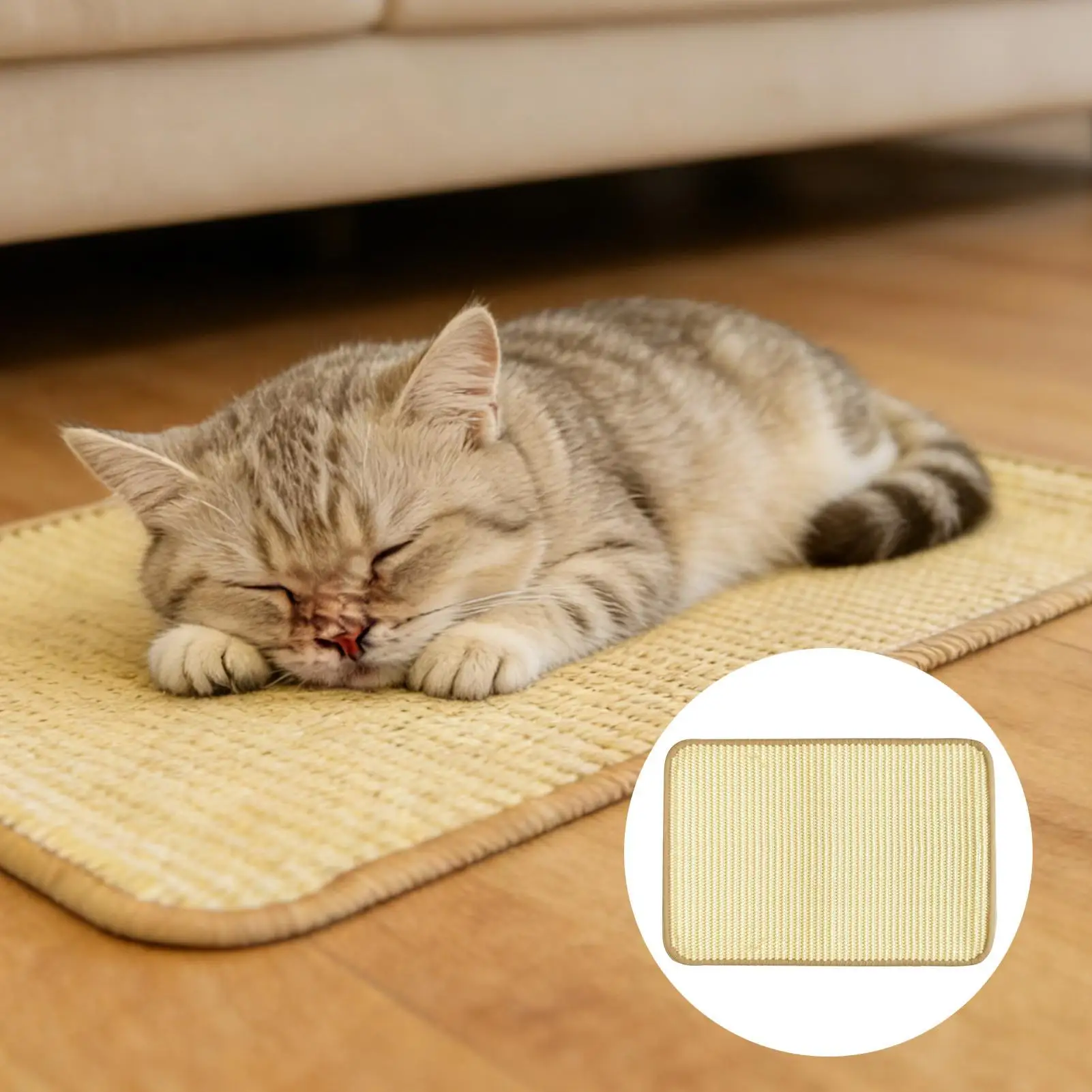 40x30cm Kratzmatte für Kaninchen aus natürlichem Sisal, Kratzmatte zur Nagelpflege, Kühlende Krallenpflege-Matte für Kaninchen, Kauspielzeug für Kaninchen Image