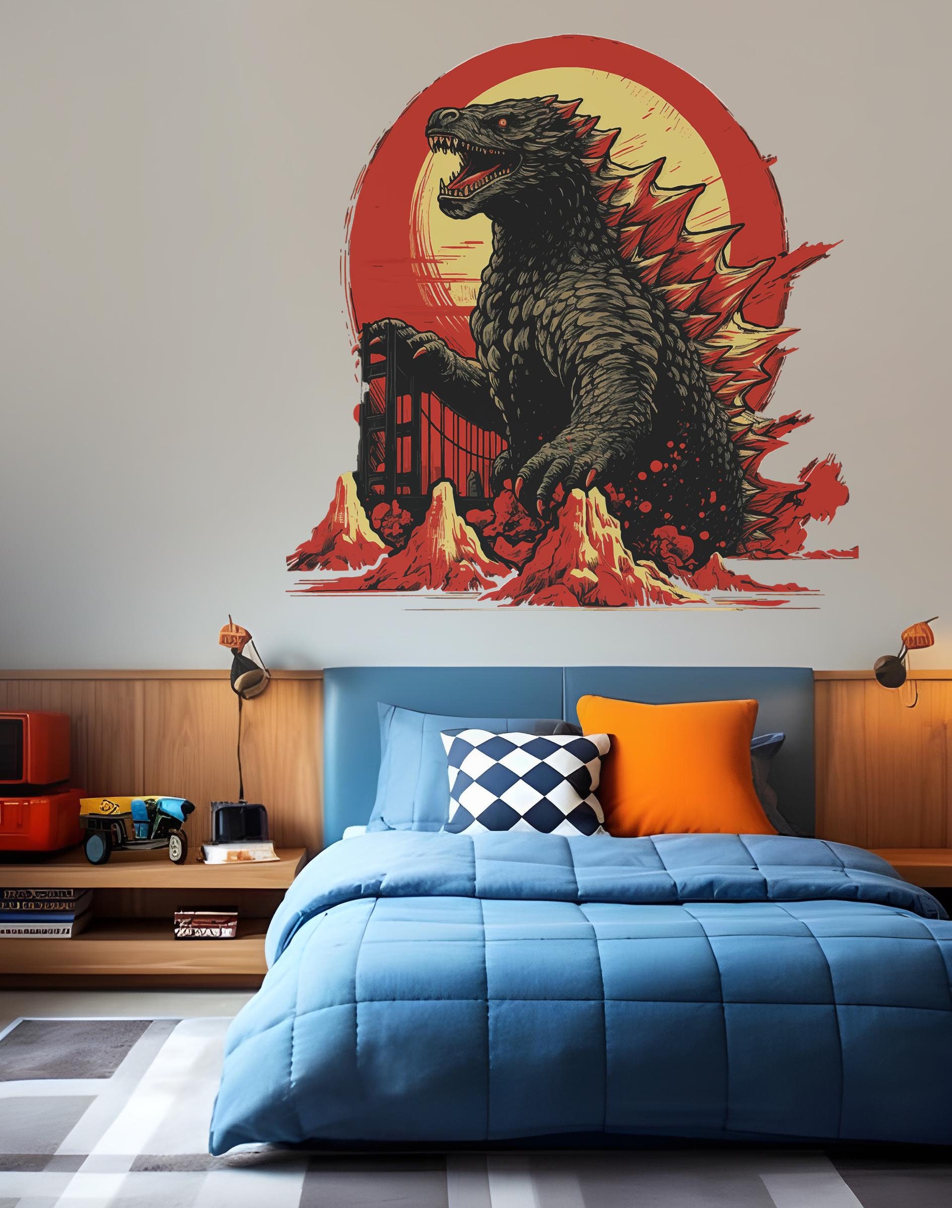 Adesivo da parete Godzilla Adesivo da parete Kaiju Adesivo da parete Godzilla Adesivo da parete mostro giapponese Carta da parati Kong per la stanza d