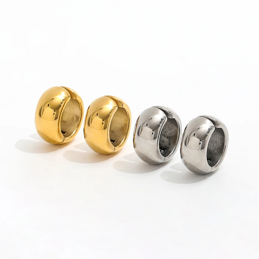 JOOLIM High End 18K placcato oro cupola superficie liscia Chunky Huggie orecchini gioielli in acciaio inossidabile per le donne