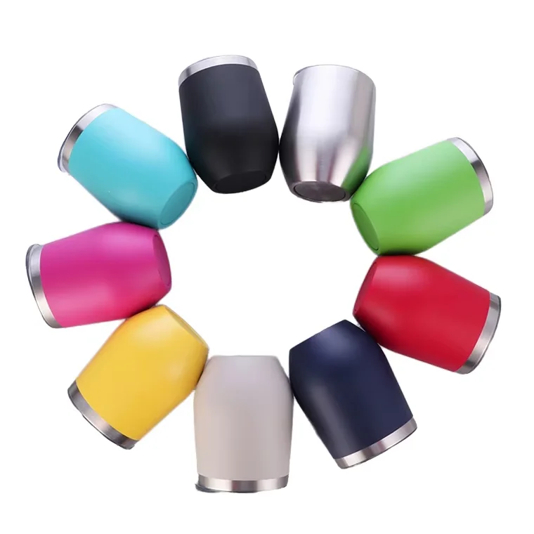 Commercio all'ingrosso 12oz personalizzato Logo in acciaio inox 304 tazza isolato viaggio uovo tazza con coperchio per il tè di caffè termo uso