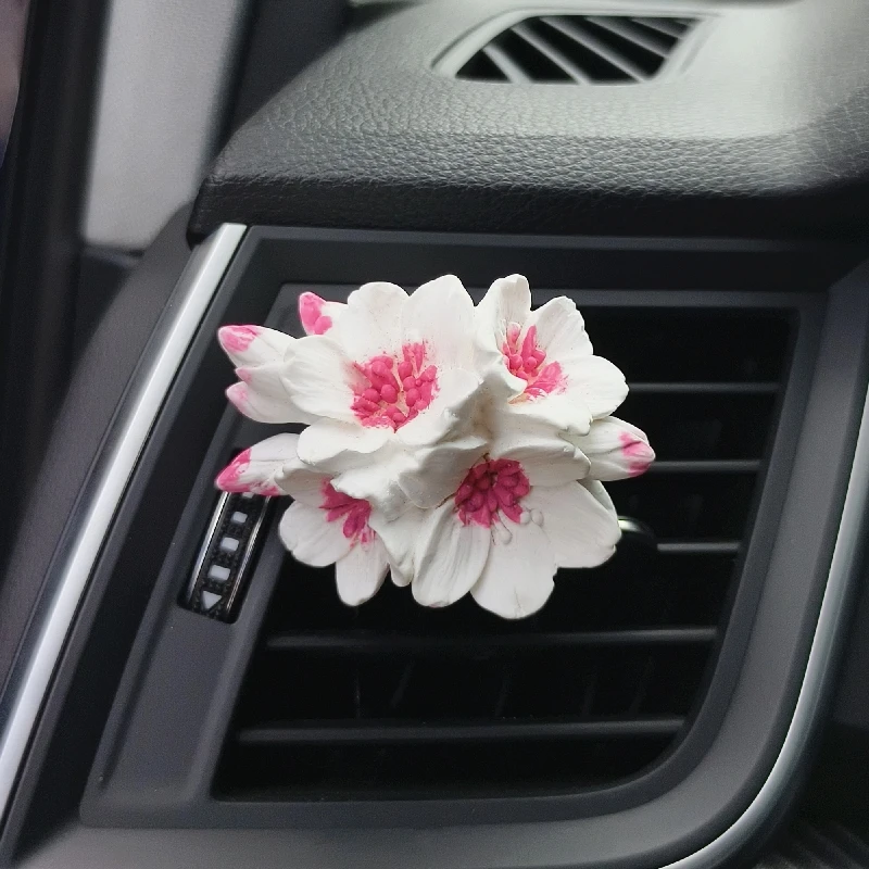 Diffusore di Fragranza per Auto in Ceramica Profumata Clip per Bocchette d'Aria Fiore di Ciliegio in Porcellana Diffusore di Oli Essenziali