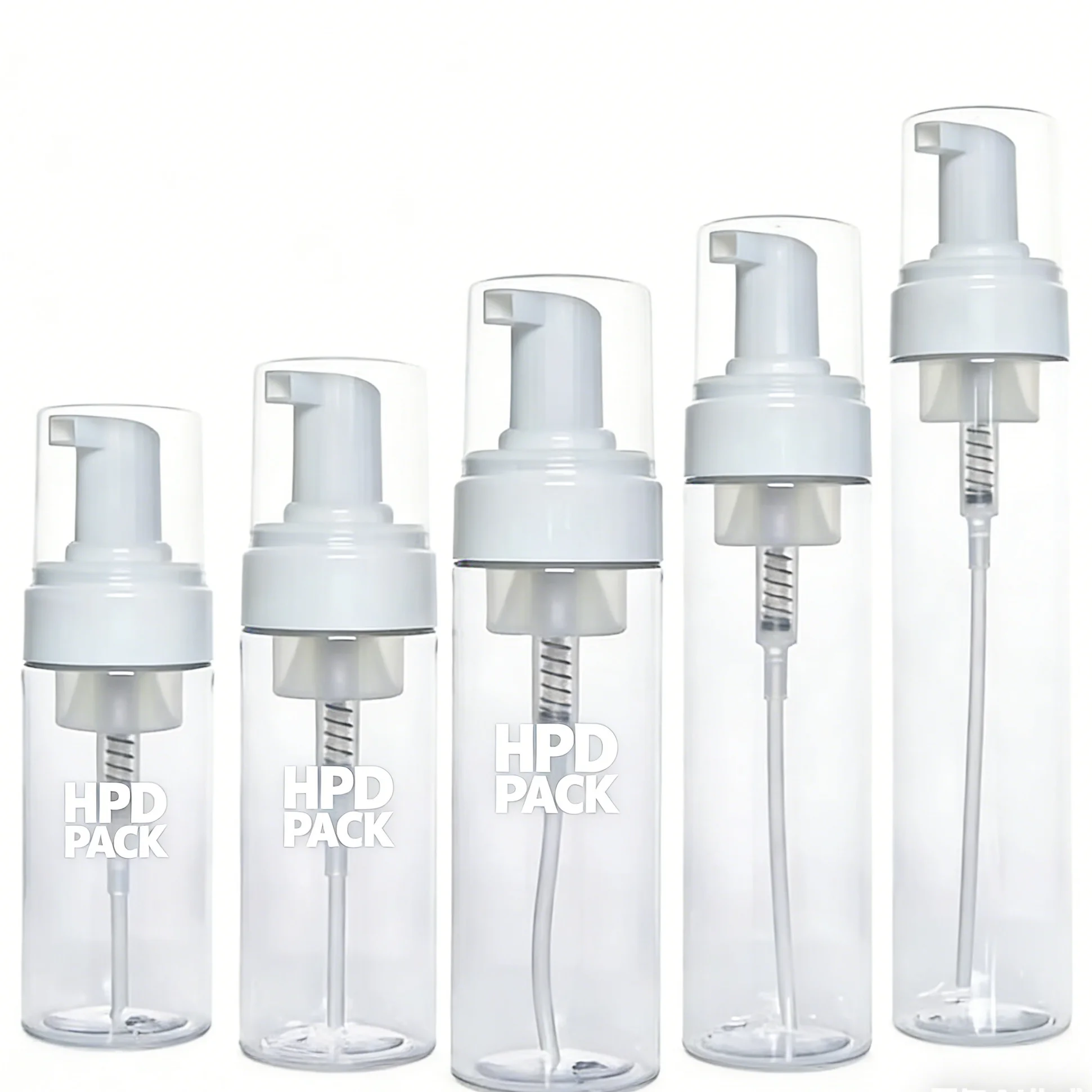 Flacone Cilindrico in PET con Erogatore a Schiuma 30ml 50ml 60ml 150ml 2oz Nero e Bianco Dispenser da Viaggio Vuoto per Sapone Liquido Detergente Viso Shampoo