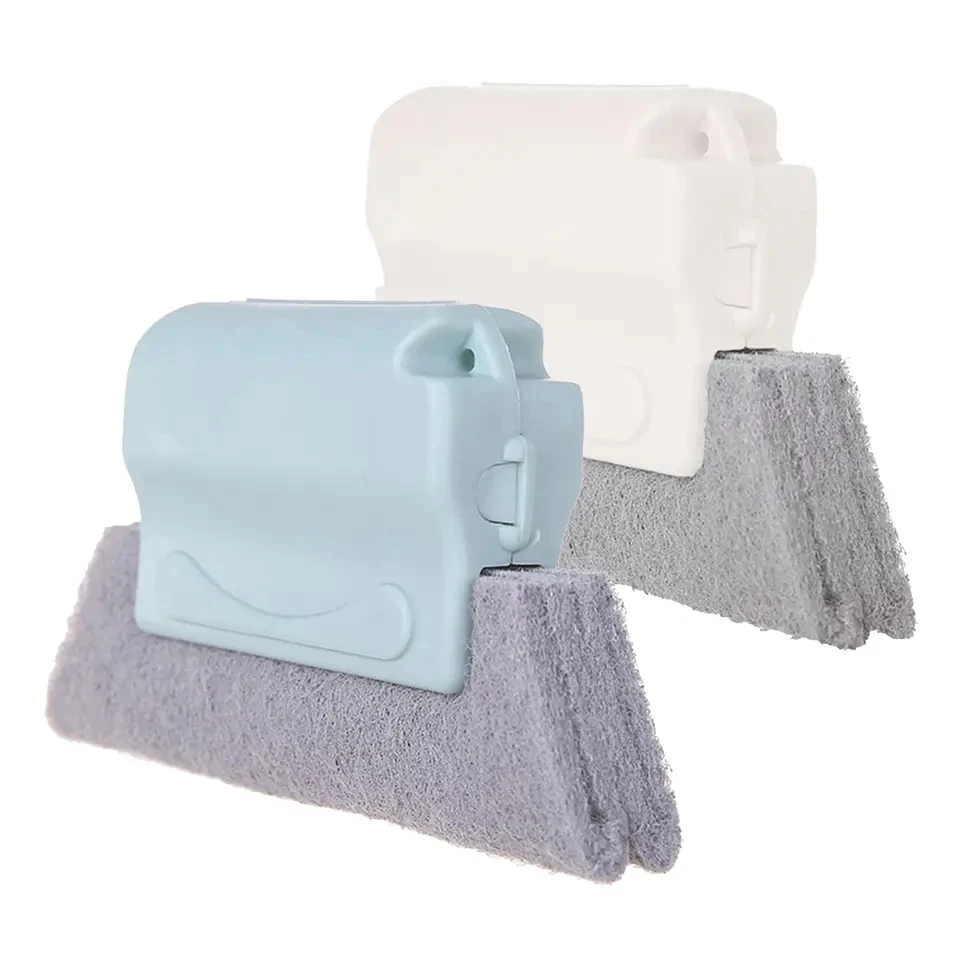 Pulitore per Binari di Finestre in Plastica con Spazzola per Pulizia Scanalature e Panno Spugna per Pulizia Fessure per Manutenzione Finestre