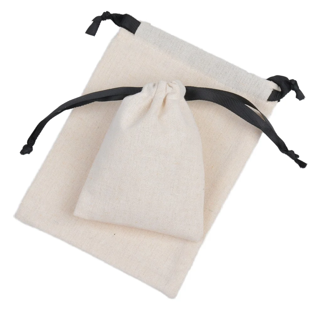 Sacchetto in Cotone Canvas Personalizzato con Coulisse Piccolo Sacchetto Regalo in Mussola per Gioielli Orecchini Anelli Sacchetto Antipolvere con Coulisse Sacchetto Portagioie