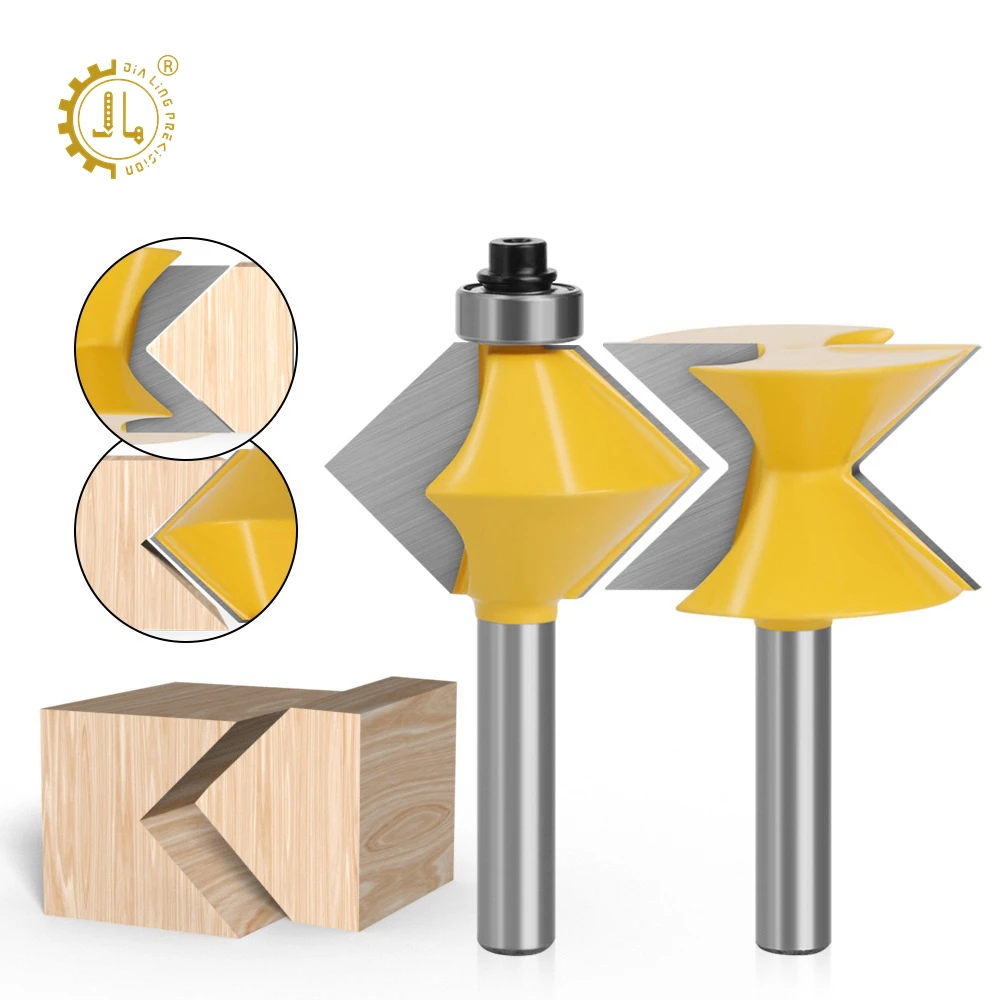 2 pezzi Set di punte per Router da 8mm con gambo a 90 gradi con scanalatura a V del Router del bordo del Bit e del Router Set di punte per la lavorazione del legno