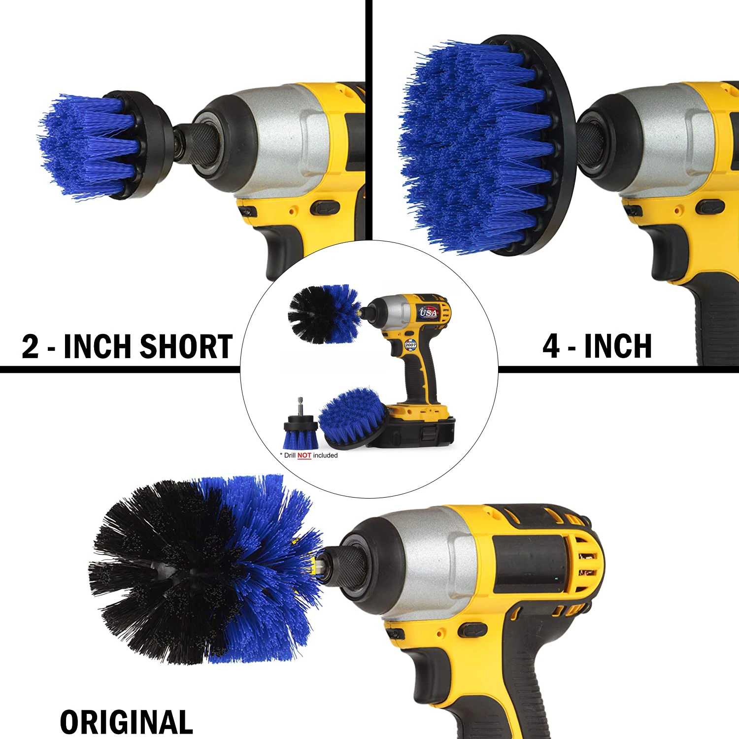2 pollici 3.5 pollici 4 pollici multicolore 3 pezzi Set di spazzole per trapano elettrico Scrubber Set di spazzole per la pulizia