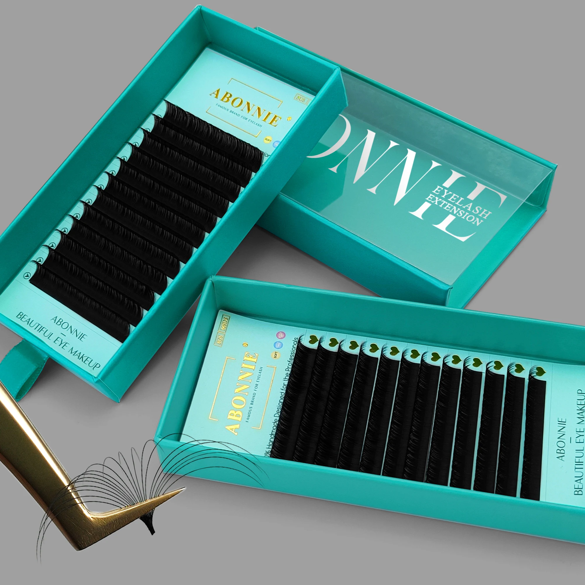 Abonnie J B C D all'ingrosso visone Mega Volume ciglia extension morbido nero opaco Cashmere ciglia extension forniture di seta vassoi ciglia