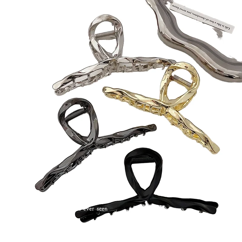 Fermagli per Capelli in Metallo Coreano Jiayu Clip a Squalo Grande di Alta Qualità Lega Monocolore 11cm Stile Geometrico Europeo-Americano per Matrimoni