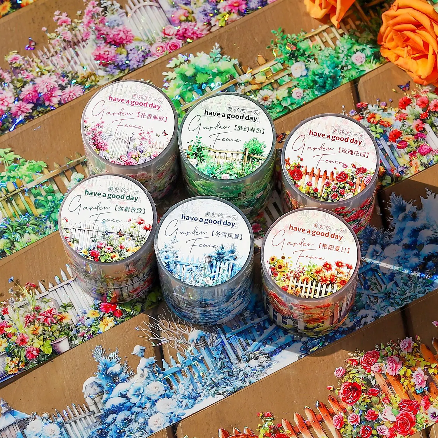 2M/Roll nastro per animali da giardino serie di recinzioni con luce a conchiglia adesivi ad anello con manuale di fiori