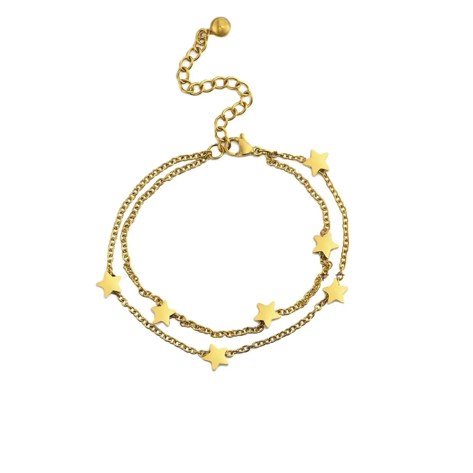 Bracciale con ciondolo a forma di stella gioielli di moda impermeabile in acciaio inox 18k oro PVD rivestito a catena bracciale a cuore nuovi gioielli per le donne