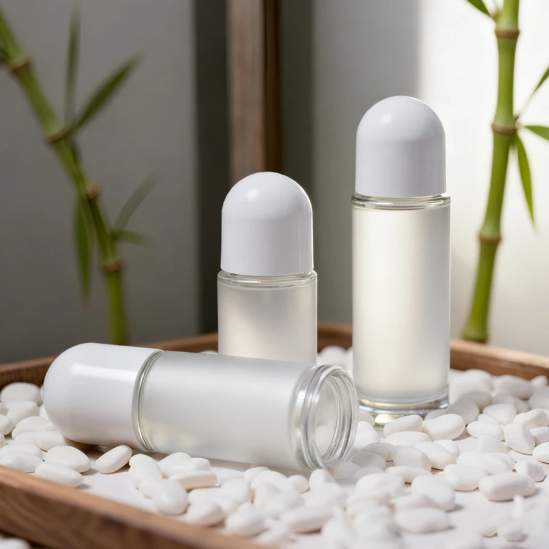 Flacone Roll-on da 30ml 50ml con Sfera in Plastica Bottiglie Vuote in Vetro Trasparente per Oli Essenziali Fragranze e Profumi