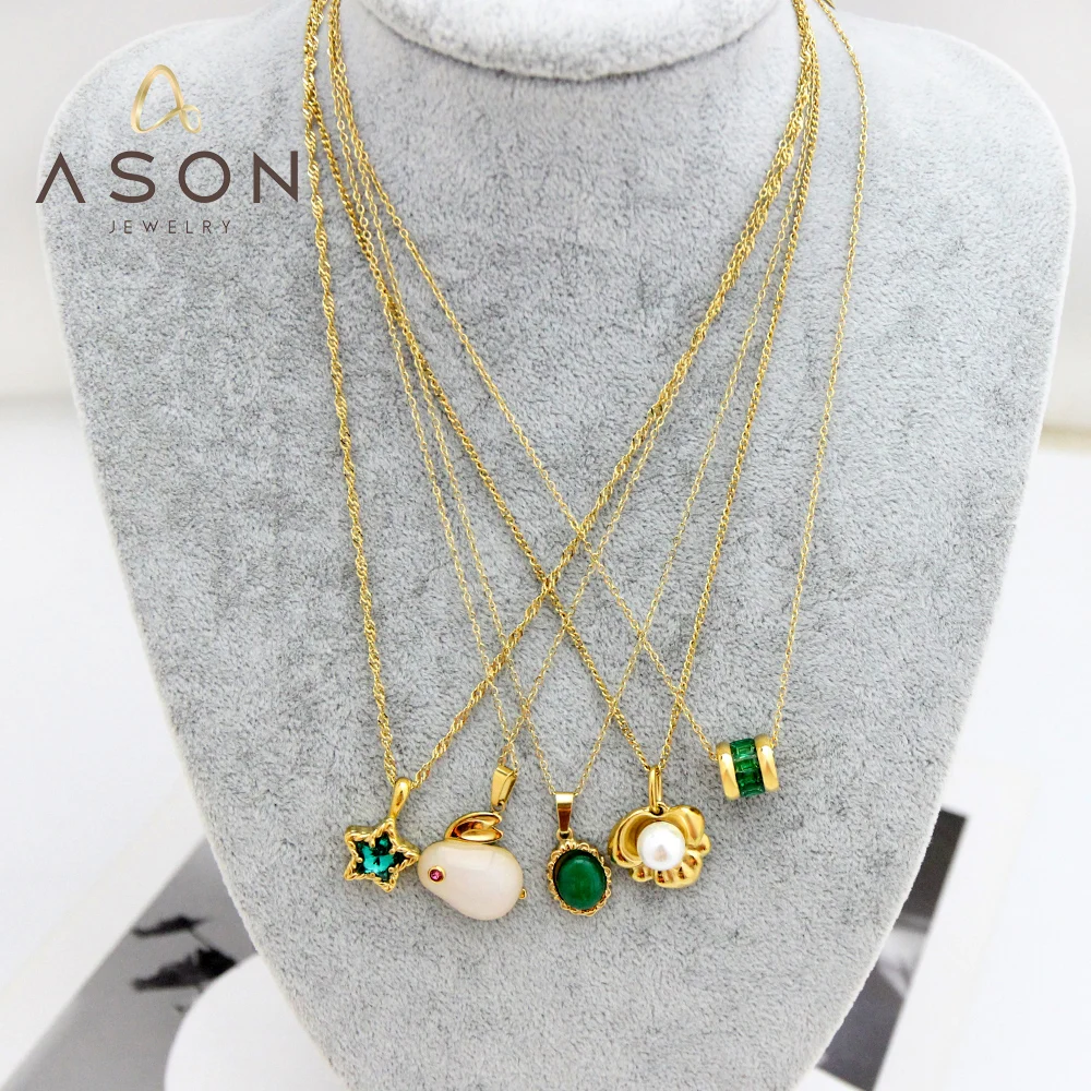 Ason 18K oro placcato in acciaio inox gioielli con pietre preziose uomo ciondolo collana con ciondolo a stella di moda gioielli collane per donna uomo