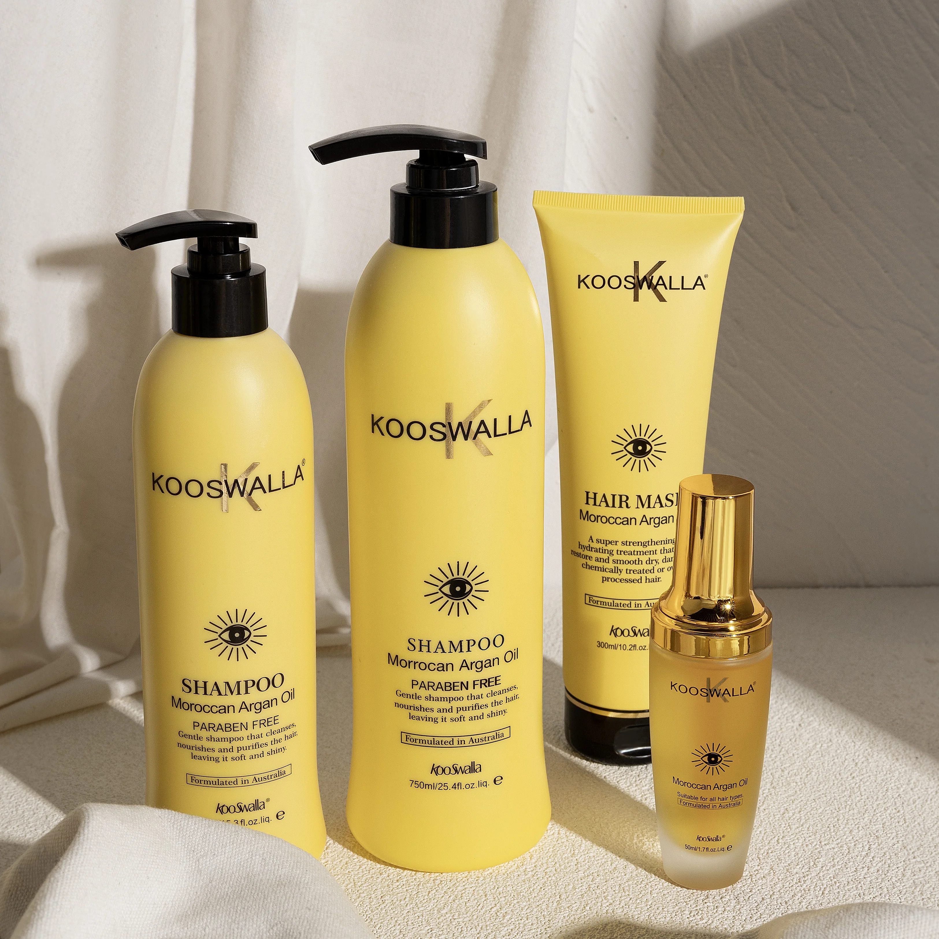 Set di Prodotti per la Cura dei Capelli Naturali Kooswalla con Etichetta Privata Shampoo e Balsamo all'Olio di Argan Maschera per Capelli