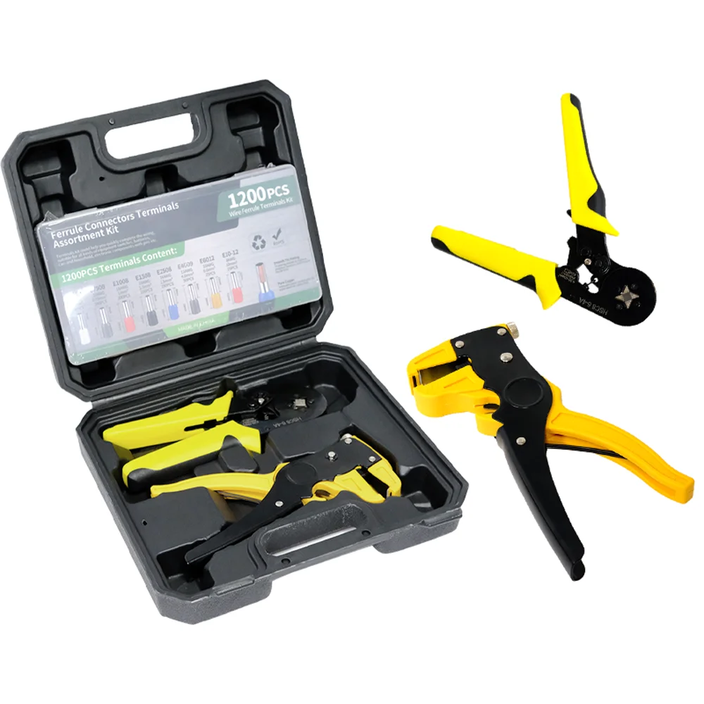 Set di pinze per cavi per cavi isolati per cavi per batteria con 1200 pezzi Kit di strumenti per crimpatura terminali del cavo HSC8