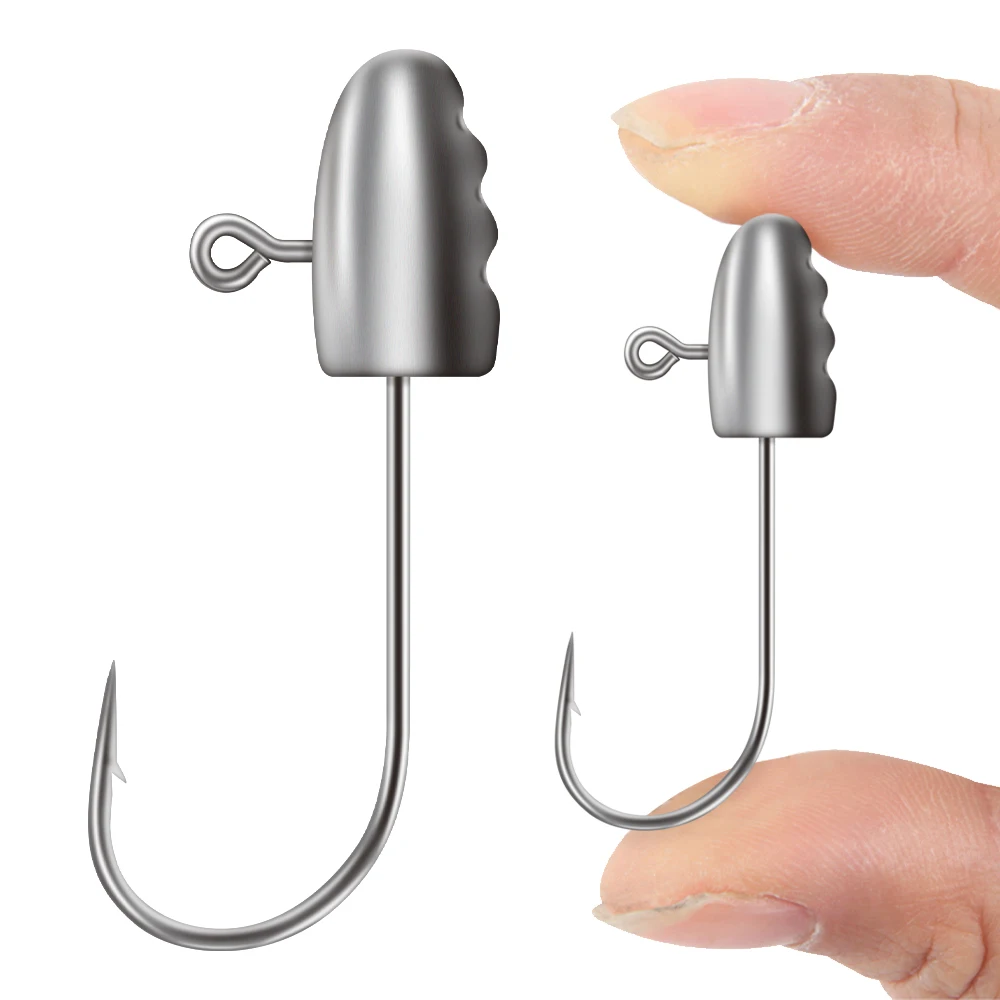 Spinpoler 1g 2g 3g 4g Mini pesca su ghiaccio Finesse testa di giga amo Rockfish ganci spinato verme morbido Tackle trota spigola