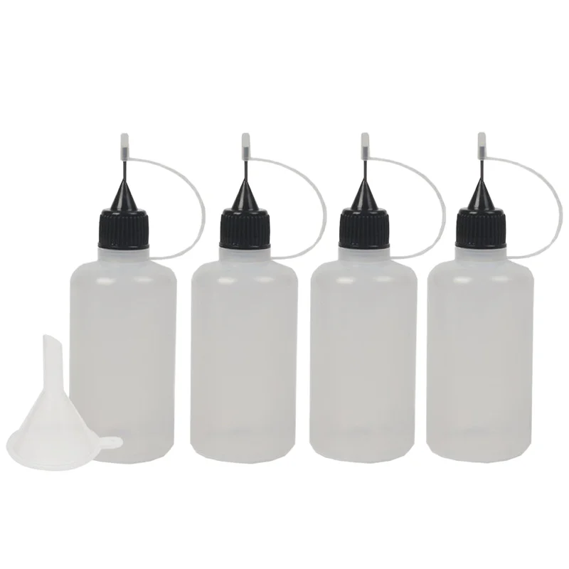 Punta dell'ago a caduta precisa colla olio essenziale applicatore da spremere 10ml 30ml 50ml tappo a vite 100ml flacone contagocce in plastica