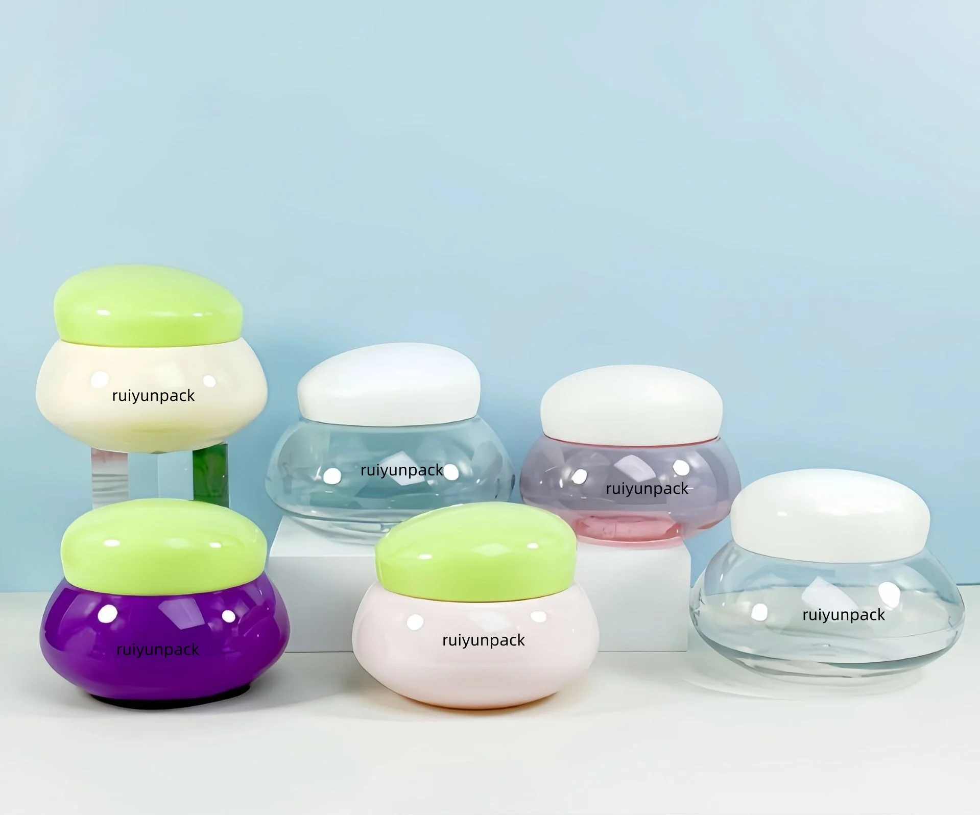 Commercio all'ingrosso 200g coperchio berretto di forma ovale vasetti di plastica crema per il viso crema per gli occhi detergente per il viso crema per la cura della pelle vasetti