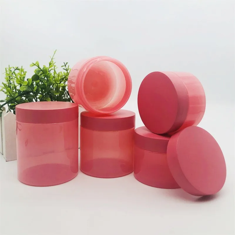 30ml 50ml 60ml 100ml 150ml 200ml 250ml PET rosa vasetti di crema cosmetica contenitore di plastica per scrub labbra con tappo rosa