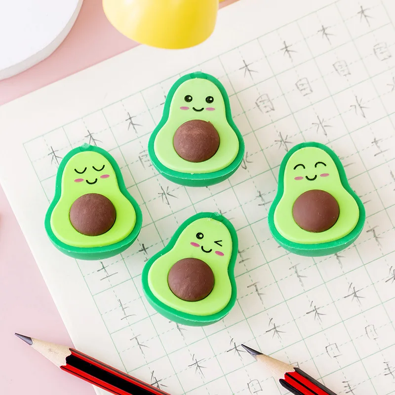 Gomme da Cancellare Creative a Forma di Avocado Carine e Kawaii per Studenti Cancelleria Scolastica Forniture per Ufficio Regalo per Bambini