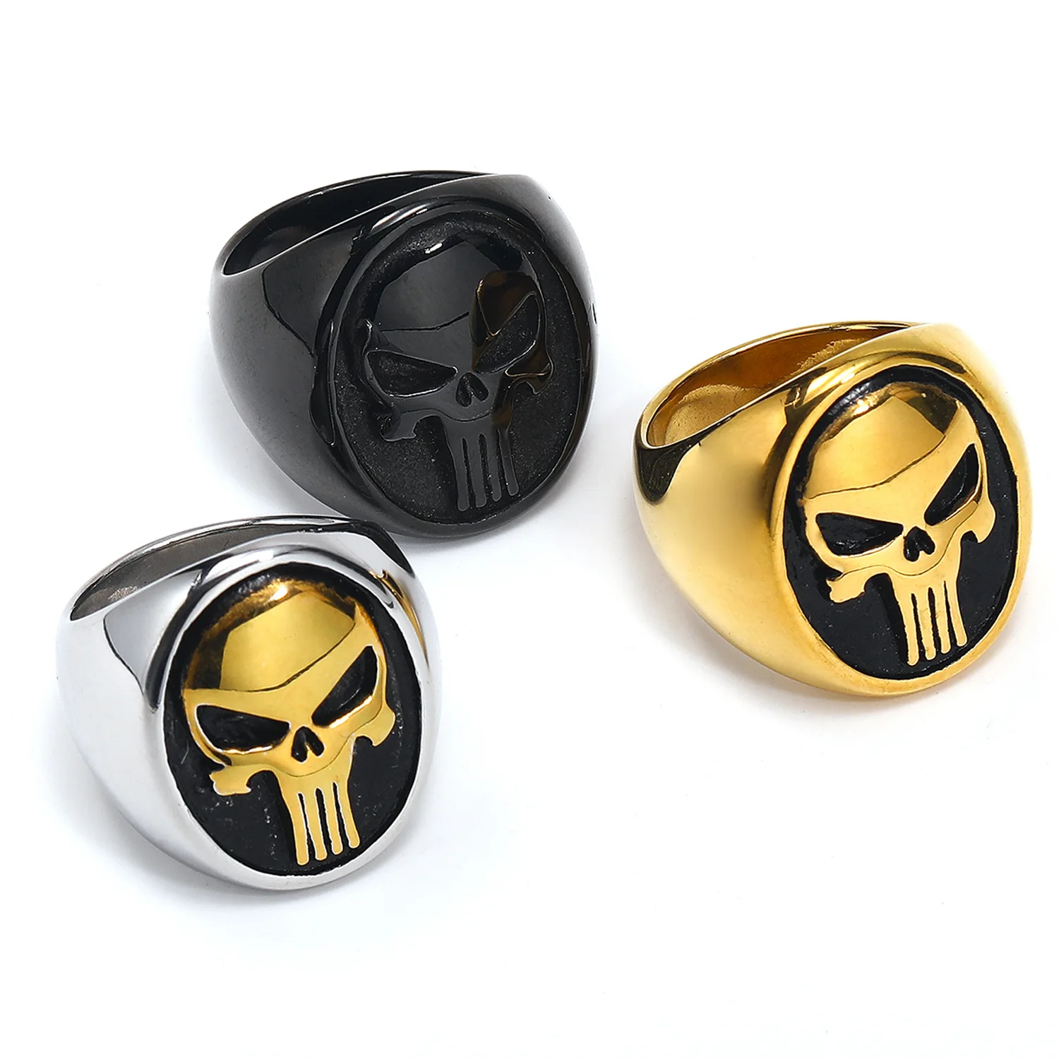 Anello Vintage minimalista multicolore in acciaio inox per uomo Hip-hop Punk accessori moda