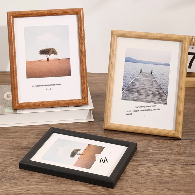 Cornice Fotografica da 6 Pollici all'Ingrosso Cornice Vuota da Tavolo di Alta Qualità Cornice per Foto A4 da 10 Pollici Creativa e Semplice in Legno Curvo