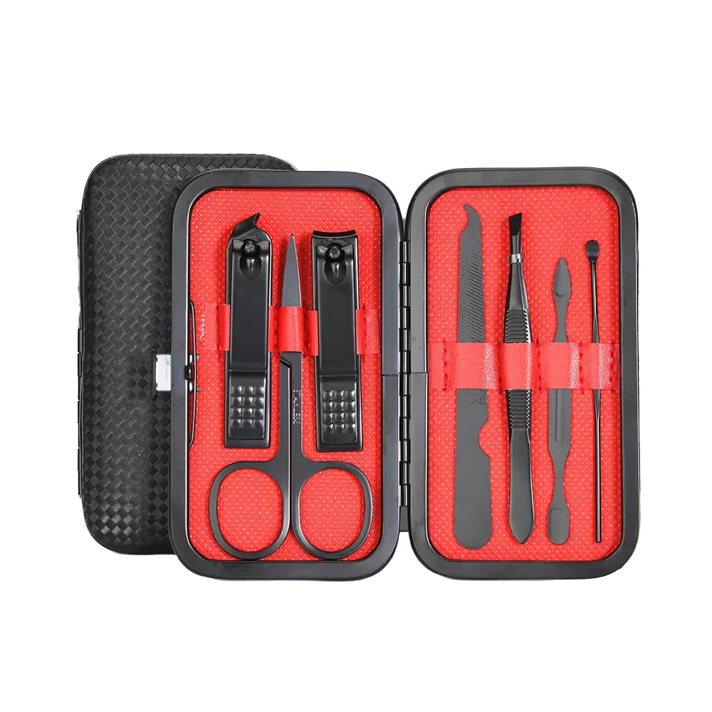 2025 professionale Pedicure Set 7 pz nero Manicure toelettatura Kit nuovo PD per la cura personale Nail Clipper scatola in acciaio inox imballato