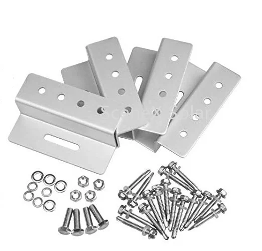 Staffe a Z in alluminio per pannelli solari set da 4 pezzi colore naturale garanzia 10 anni ossidazione anodica kit di montaggio su tetto per camper e roulotte