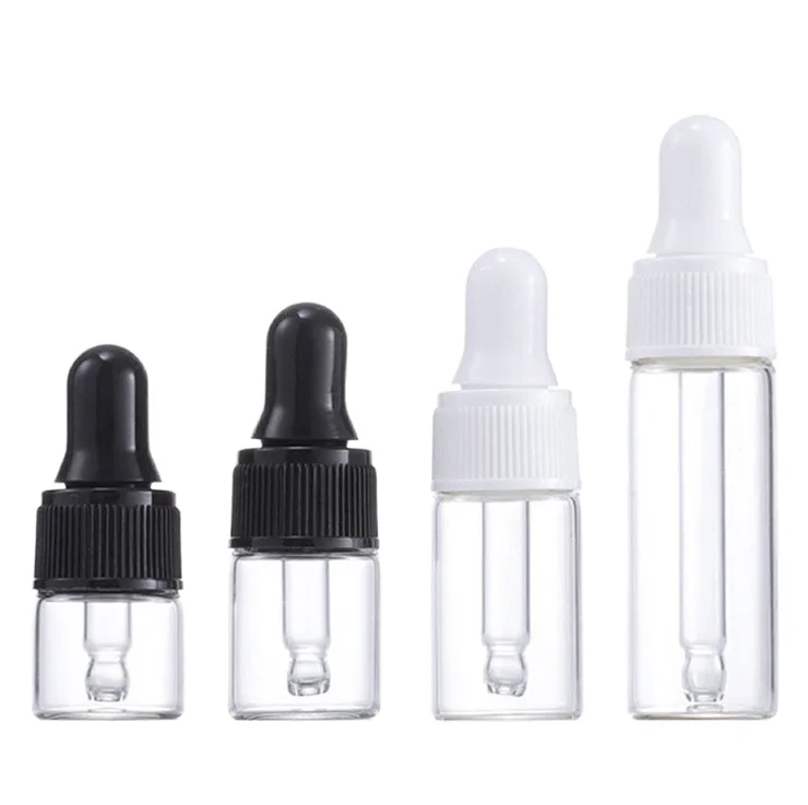 Flacone contagocce vuoto in vetro trasparente ambrato da 1ml 2ml 3ml 5ml per profumo siero cosmetico olio essenziale con tappo 100 pz. Diffusore a bastoncini.
