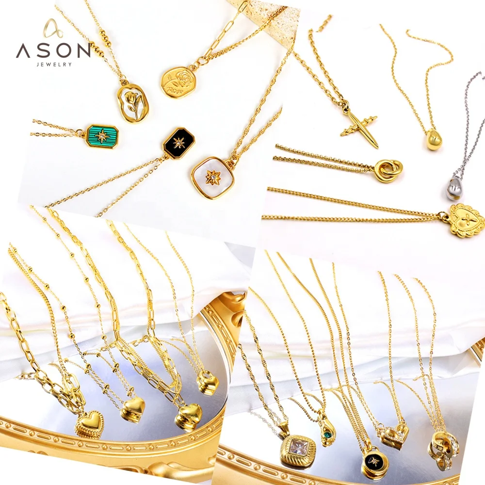 Ason personalità della moda gioielli in acciaio inox all'ingrosso alla rinfusa 18k placcato oro ciondolo in acciaio clavicola collana a catena per le donne