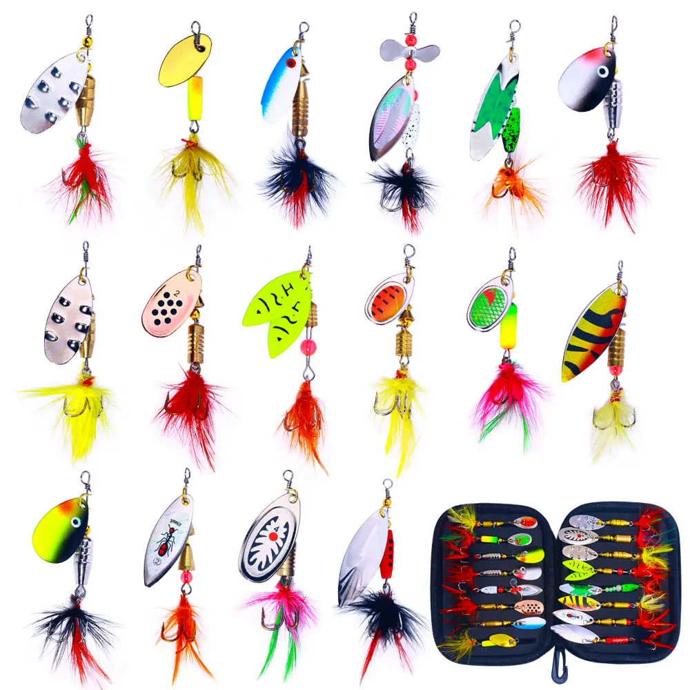 Set di esche da 16 pezzi Set di esche da 16 pezzi con borsa da pesca trota Bass salmone luccio glauche attrezzatura da pesca esche