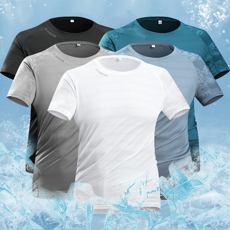 Maglietta da uomo sportiva da corsa t-shirt da uomo ad asciugatura rapida traspirante girocollo attivo Tee Outdoor allenamento da uomo abbigliamento