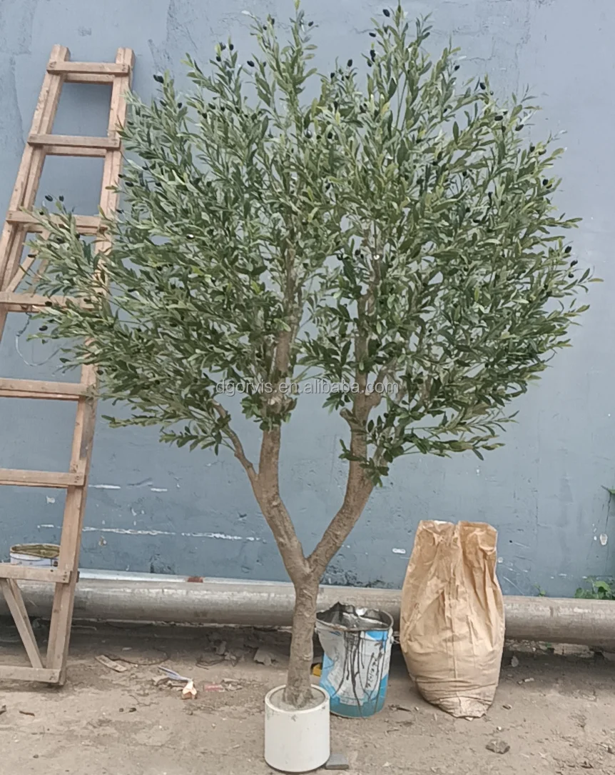 Grande Albero di Ulivo Artificiale Bonsai per Uso Domestico Albero in Plastica Ignifugo con Foglie in Finta Seta dal Design Realistico