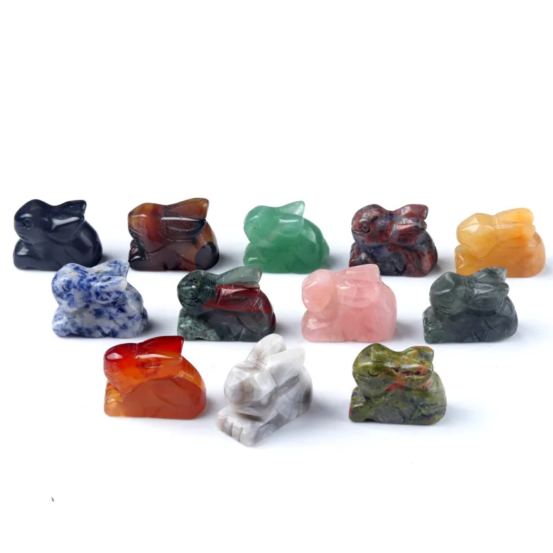 1 pollice di pietra naturale di cristallo di agata di coniglio che intaglia decorazioni animali decorazione coniglietto regalo artigianato cristallo pietra curativa