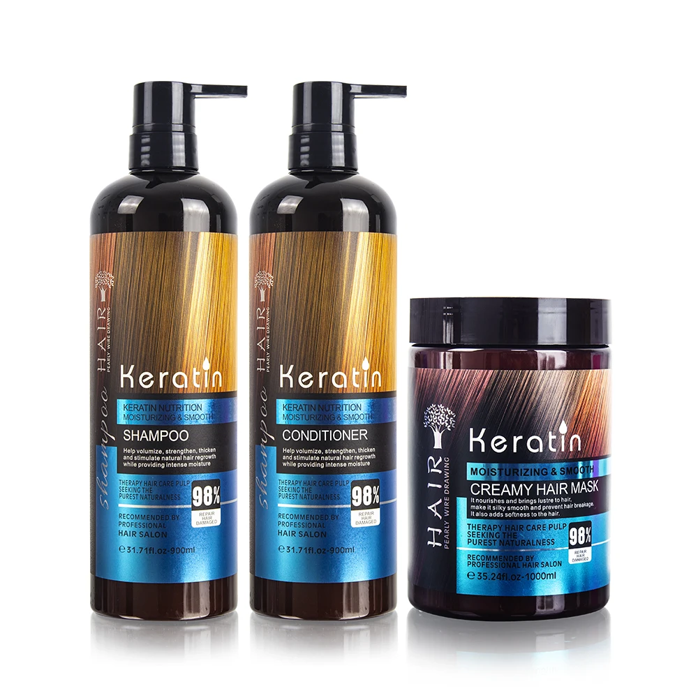 Miglior set per la cura dei capelli alla cheratina trattamento salone professionale usa shampoo e balsamo per capelli con etichetta privata biologica
