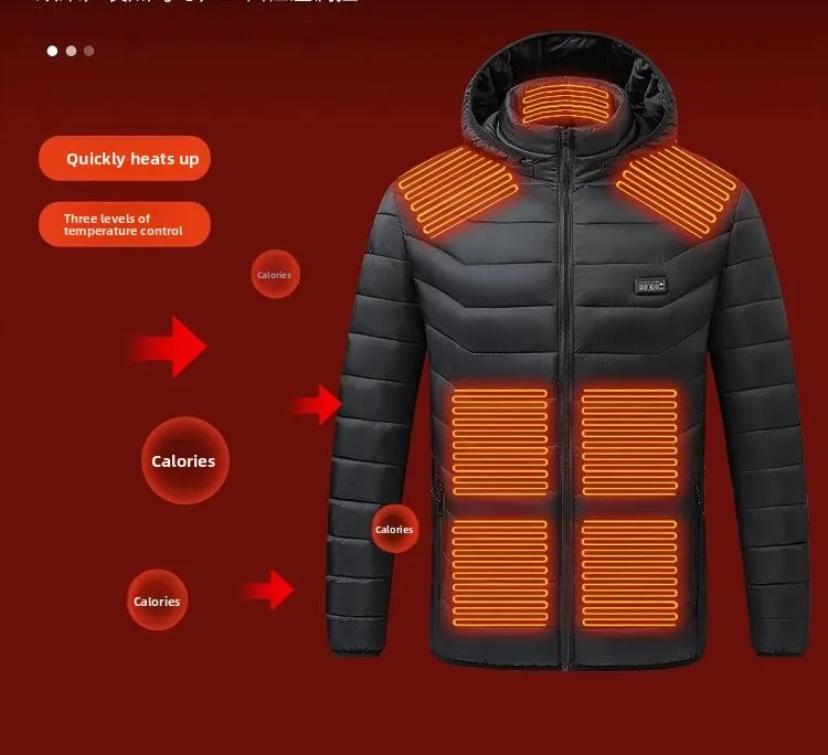 Herren Winterkleidung Intelligente Beheizte Kleidung Gepolsterte USB Elektrisch Beheizte Jacke Warmer Aufladbarer Wintermantel Beheizt für Männer